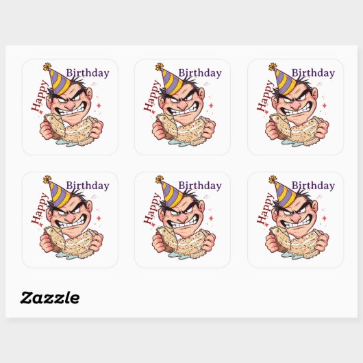 Funny Birthday Sticker スクエアシール (シート)