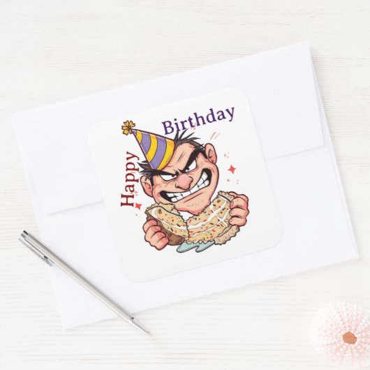Funny Birthday Sticker スクエアシール (封筒)