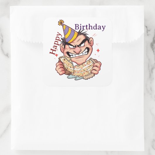 Funny Birthday Sticker スクエアシール (バッグ)