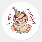 Funny Birthday Sticker ラウンドシール (正面)