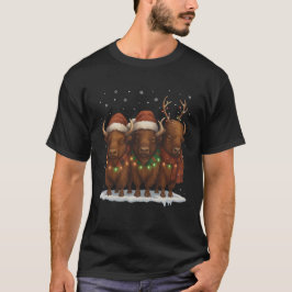 Funny Bison Christmas Trio – Santa Hat Holiday  Tシャツ