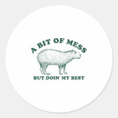 Funny Bit Of A Mess Capybara Meme Graphic For Wome ラウンドシール (正面)