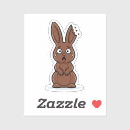 Funny Bitten Ear Chocolate Bunny Victim Easter  シール