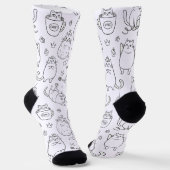 Funny Black and White Cat Pattern Socks ソックス (傾斜あり)