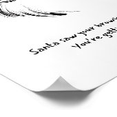 Funny Black and White Hand-Drawn Santa Claus quote ポスター (角)