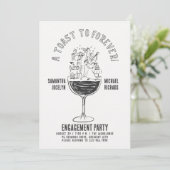 Funny Black and White Wine Glass Engagement Party 招待状 (スタンド正面)