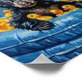 Funny Black Bear Rubber Duck Pool Poster ポスター (角)