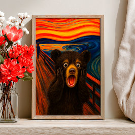 Funny Black Bear Scream Inspired Poster ポスター