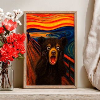 Funny Black Bear Scream Inspired Poster ポスター
