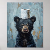 Funny Black Bear Toilet Paper Poster ポスター (正面)