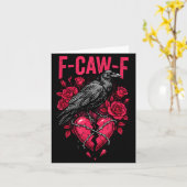 Funny Black Bird F-caw-f Anti Valentines Day Singl カード (黄色い花)