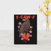 Funny Black Bird F-caw-f Anti Valentines Day Singl カード (黄色い花)