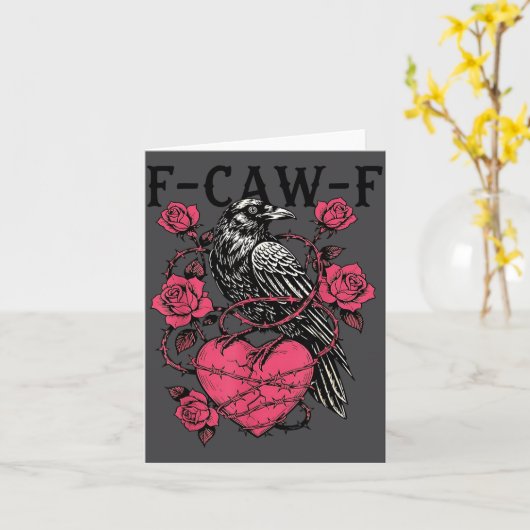 Funny Black Bird F-caw-f Anti Valentines Day Singl カード (黄色い花)