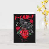 Funny Black Bird F-caw-f Anti Valentines Day Singl カード (黄色い花)