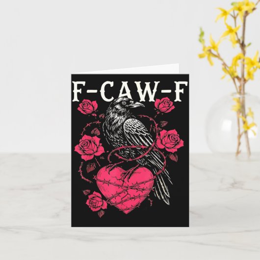 Funny Black Bird F-caw-f Anti Valentines Day Singl カード (黄色い花)