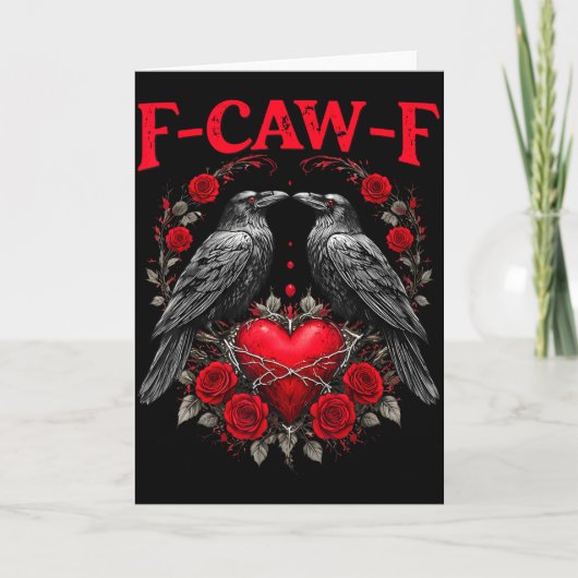 Funny Black Bird F-caw-f Anti Valentines Day Singl カード (正面)