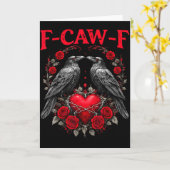 Funny Black Bird F-caw-f Anti Valentines Day Singl カード (黄色い花)