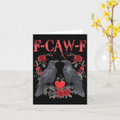 Funny Black Bird F-caw-f Anti Valentines Day Singl カード (黄色い花)