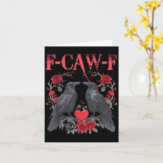 Funny Black Bird F-caw-f Anti Valentines Day Singl カード (黄色い花)