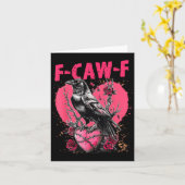 Funny Black Bird F-caw-f Anti Valentines Day Singl カード (黄色い花)