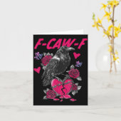 Funny Black Bird F-caw-f Anti Valentines Day Singl カード (黄色い花)