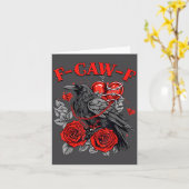 Funny Black Bird F-caw-f Anti Valentines Day Singl カード (黄色い花)