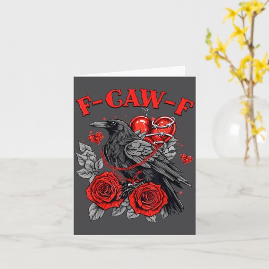 Funny Black Bird F-caw-f Anti Valentines Day Singl カード (黄色い花)