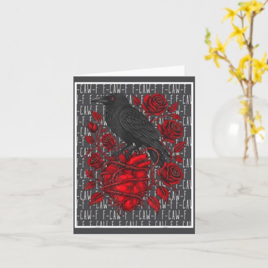 Funny Black Bird F-caw-f Anti Valentines Day Singl カード (黄色い花)