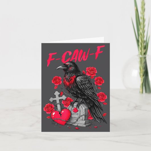 Funny Black Bird F-caw-f Anti Valentines Day Singl カード (正面)