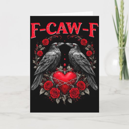Funny Black Bird F-caw-f Anti Valentines Day Singl カード (正面)