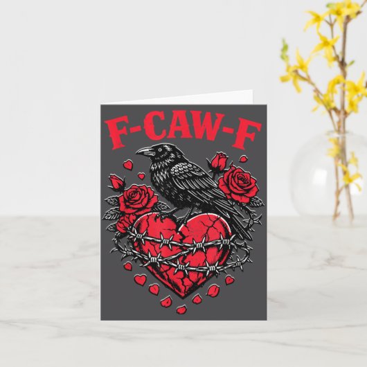 Funny Black Bird F-caw-f Anti Valentines Day Singl カード (黄色い花)