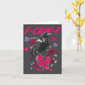 Funny Black Bird F-caw-f Anti Valentines Day Singl カード (黄色い花)