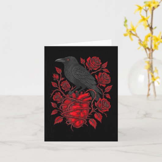 Funny Black Bird F-caw-f Anti Valentines Day Singl カード (黄色い花)