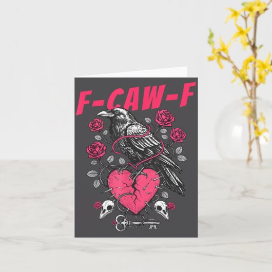 Funny Black Bird F-caw-f Anti Valentines Day Singl カード (黄色い花)
