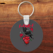 Funny Black Bird F-caw-f Anti Valentines Day Singl キーホルダー (正面)