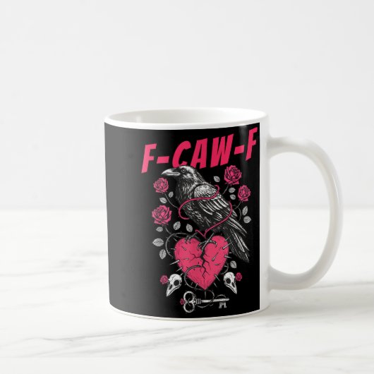 Funny Black Bird F-caw-f Anti Valentines Day Singl コーヒーマグカップ (右)