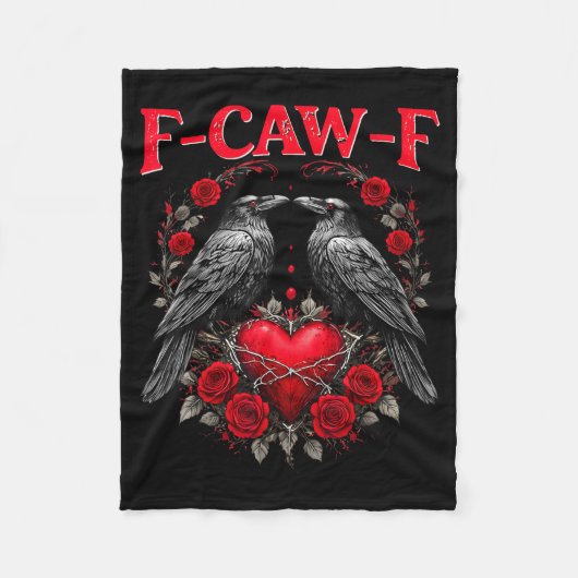Funny Black Bird F-caw-f Anti Valentines Day Singl フリースブランケット (正面)