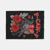 Funny Black Bird F-caw-f Anti Valentines Day Singl フリースブランケット (正面(横))