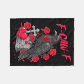 Funny Black Bird F-caw-f Anti Valentines Day Singl フリースブランケット (正面(横))
