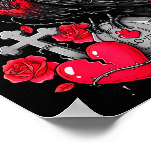 Funny Black Bird F-caw-f Anti Valentines Day Singl ポスター (角)