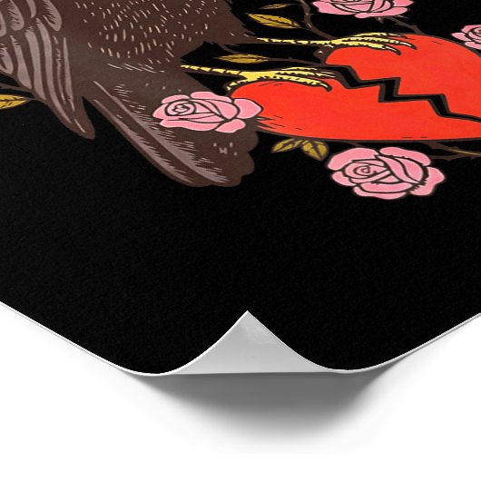 Funny Black Bird F-caw-f Anti Valentines Day Singl ポスター (角)