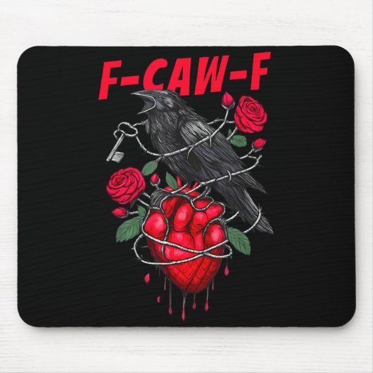 Funny Black Bird F-caw-f Anti Valentines Day Singl マウスパッド (正面)