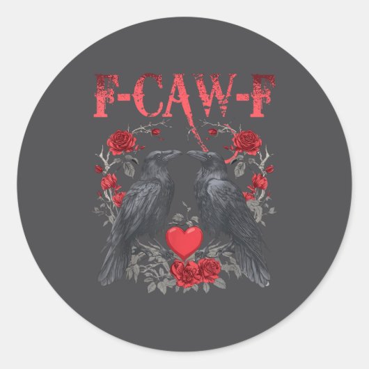 Funny Black Bird F-caw-f Anti Valentines Day Singl ラウンドシール (正面)