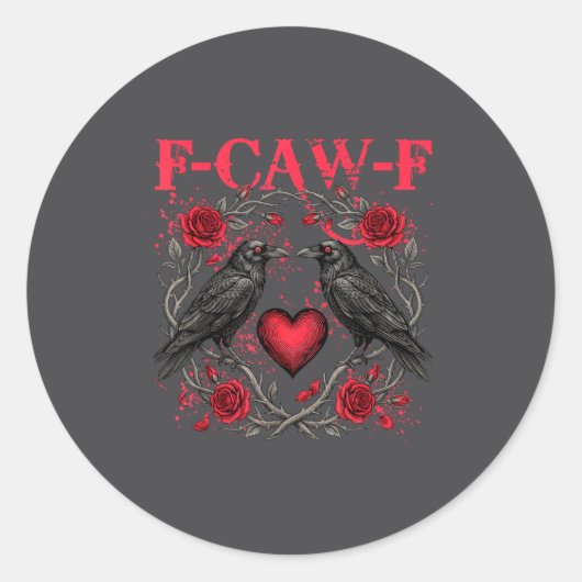 Funny Black Bird F-caw-f Anti Valentines Day Singl ラウンドシール (正面)