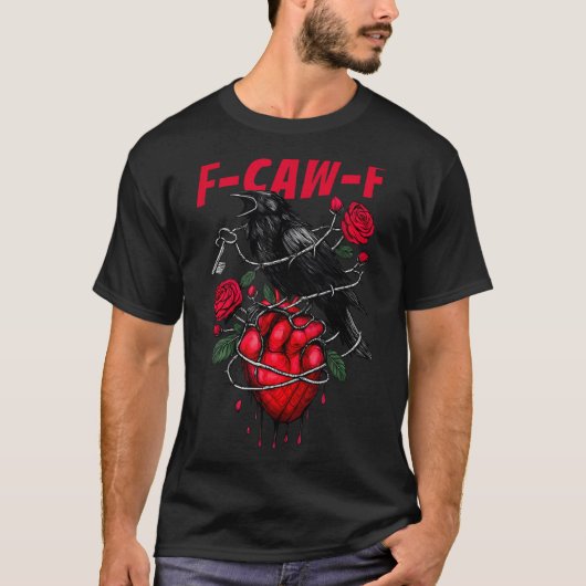 Funny Black Bird F-caw-f Anti Valentines Day Singl Tシャツ (正面)