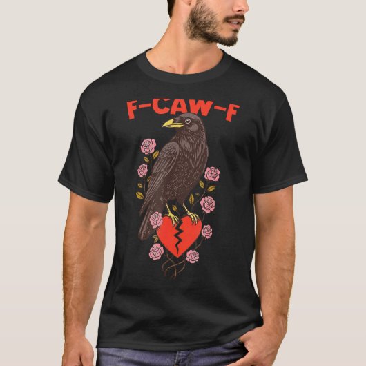 Funny Black Bird F-caw-f Anti Valentines Day Singl Tシャツ (正面)