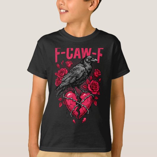 Funny Black Bird F-caw-f Anti Valentines Day Singl Tシャツ (正面)