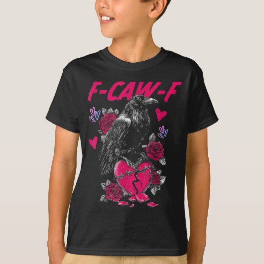 Funny Black Bird F-caw-f Anti Valentines Day Singl Tシャツ (正面)
