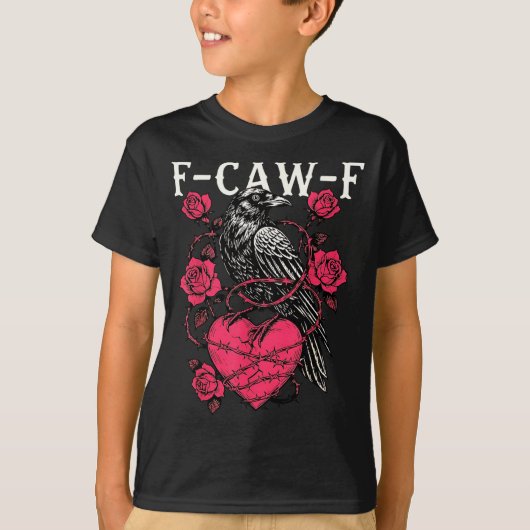 Funny Black Bird F-caw-f Anti Valentines Day Singl Tシャツ (正面)