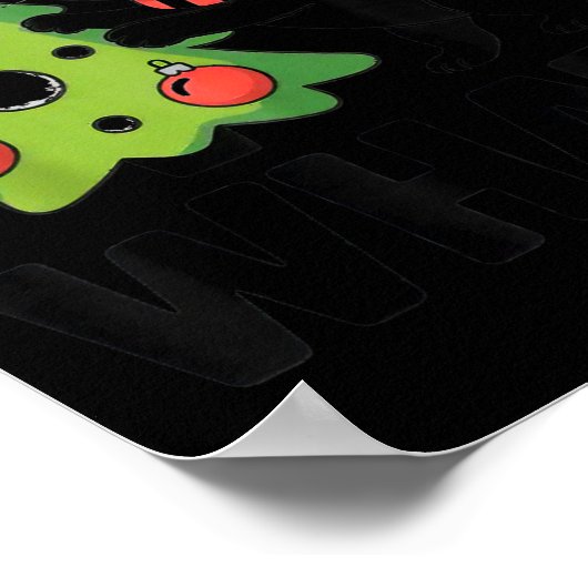 Funny Black Ca Pushing Christmas Tree Over Cat Wha ポスター (角)